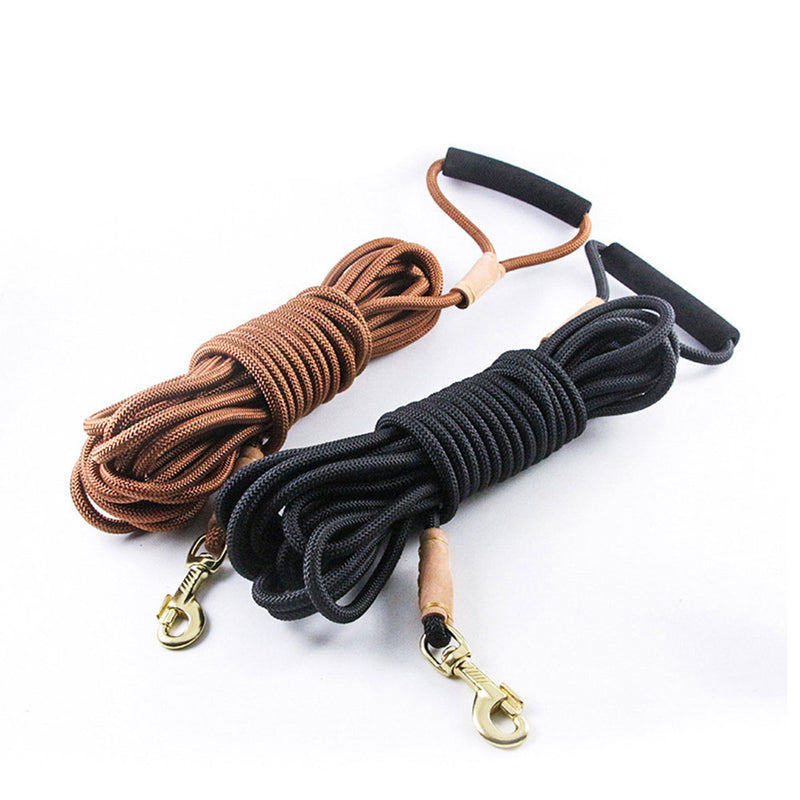 PAWS ASIA Wholesale Custom Black Nylon Rope Pet Training Tracking Long Dog Leash 10m 20m