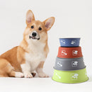 PAWS ASIA Wholesale High Quality Printed Portable Non Slip Large Stainless Steel Dog Food Bowls