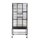 PAWS ASIA Wholesale Huge Metal Parrot Canary Pet 3 Tier Breeding Bird Cage Aviary With Tray And Wheel