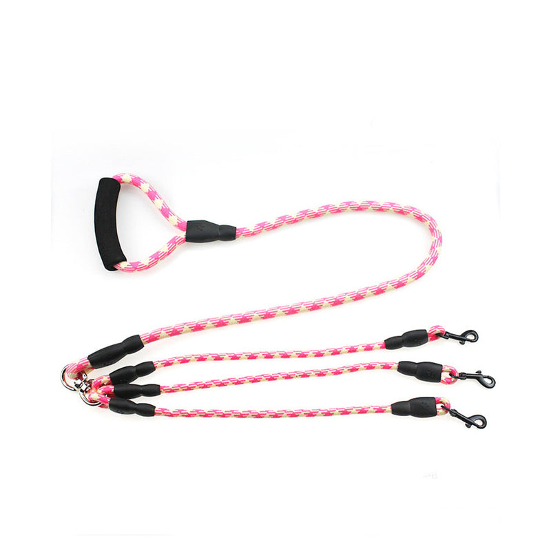 PAWS ASIA Wholesale Nylon Luxury Triple Anti Entanglement Design Multi Dog Leash With Comfortable Handle