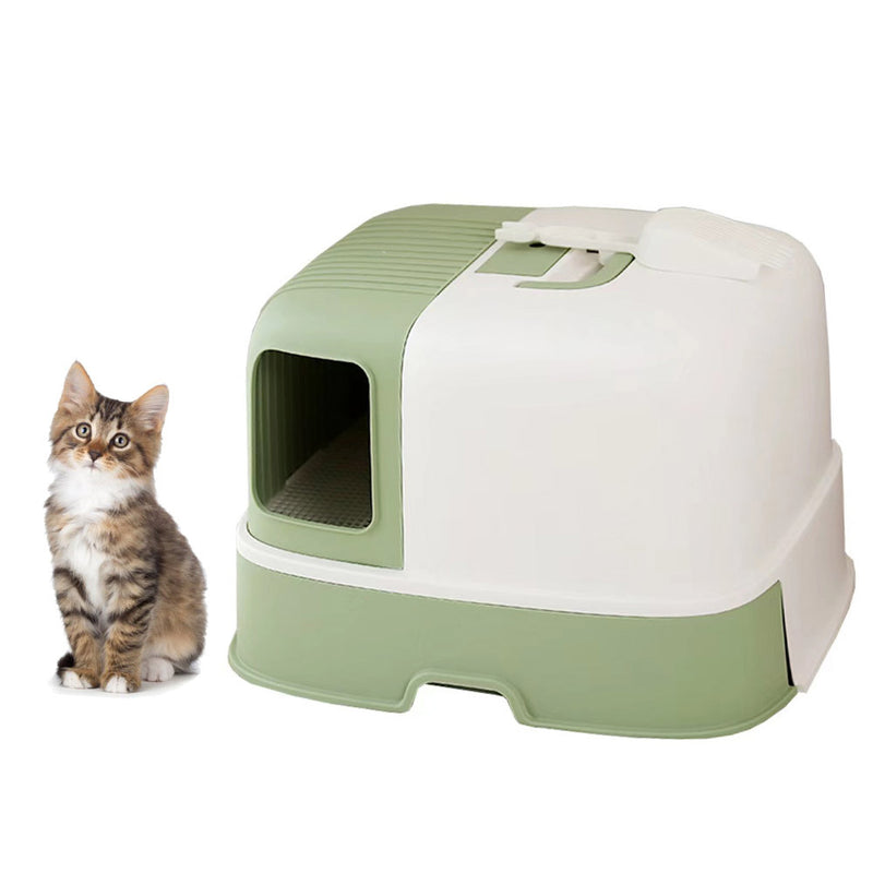PAWS ASIA Wholesale Plastic Pet Products Cleaning Large Space Cat Litter Box With Corridor