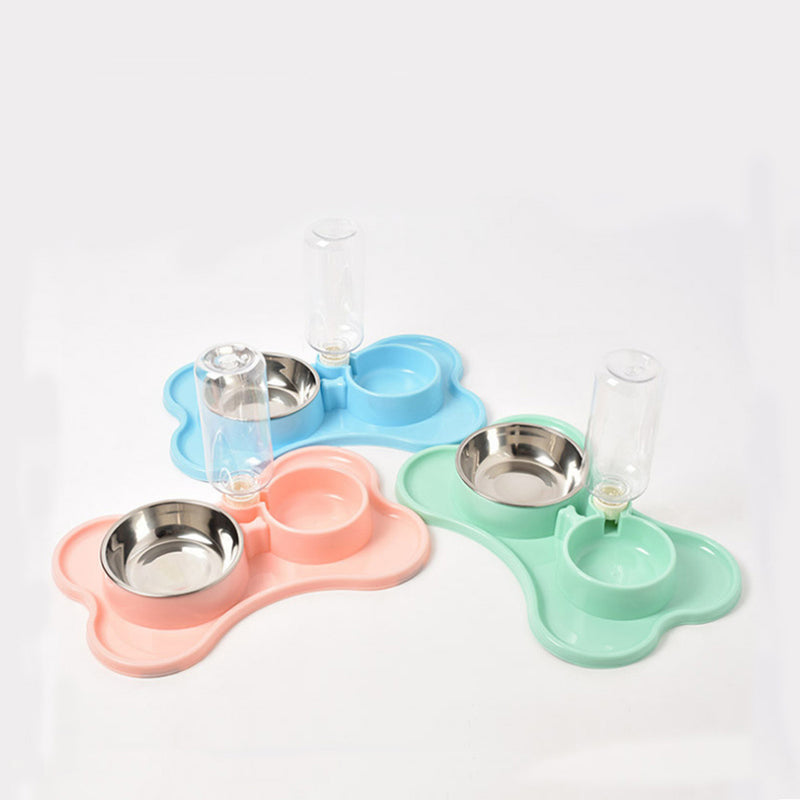 PAWS ASIA Wholesale Stainless Steel Double Pet Bowl With Water Bottle