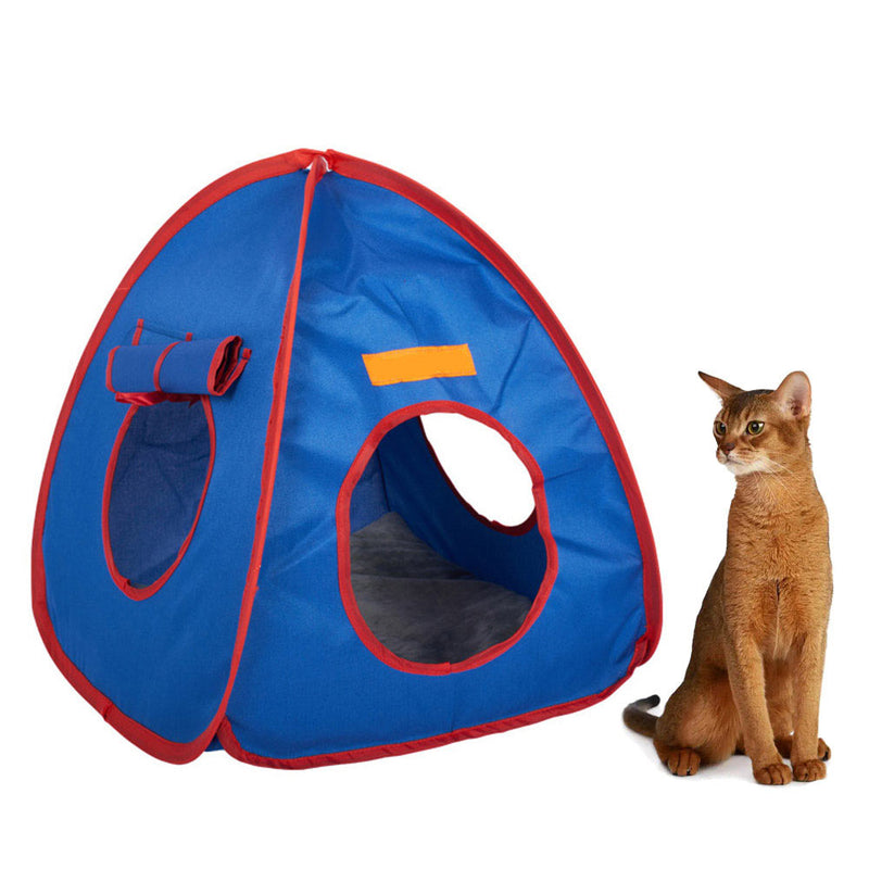 PAWS ASIA Wholesale Waterproof Oxford Cloth Blue Funny Pet Cave Cat Bed Small Dog Play Tent House