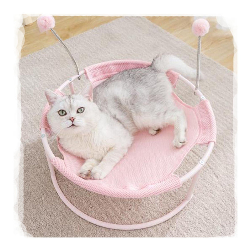 PAWS ASIA Dropshipping lazada Popular Modern Luxury Elevated Removable Cute Round Plush Blanket Bed For Cats With Wand