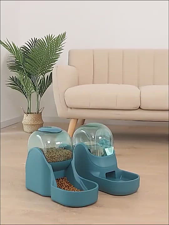 PAWS ASIA Wholesale Pet Supplies Eco Friendly Plastic Non Slip Double Automatic Pet Feeder Dog Bowl Set