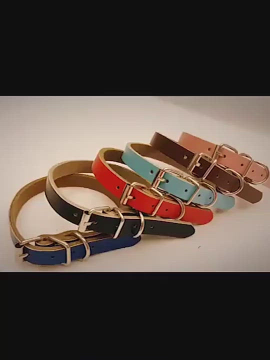 PAWS ASIA Factory Direct Sale Hot Sale Adjustable Vegan Cowhide Leather Plain Color Dog Collar