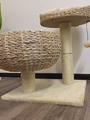 PAWS ASIA Suppliers Deluxe Rattan Cat Bed Tree With Natural Sisal Scratching