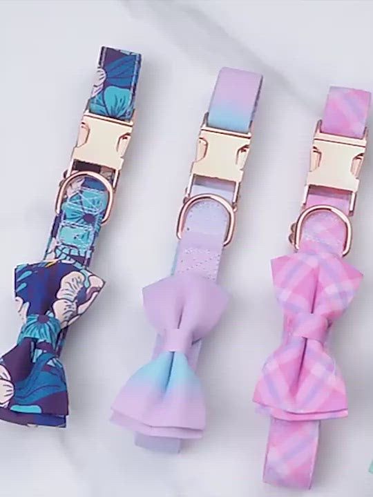PAWS ASIA Manufacturers Western Style Luxury Colorful Pattern Removable Bow Tie Dog Collars