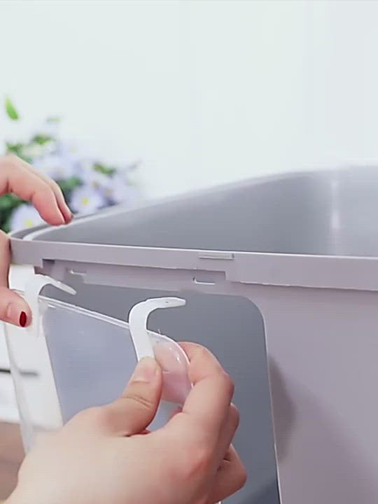 PAWS ASIA Factory Hot Selling Plastic Pink Double Layer Big Size Enclosed Cat Litter Box With Small Corridor