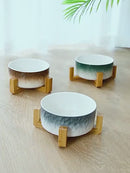PAWS ASIA Amazon New High Quality Luxury Modern Elevated Designed Unique Ceramic Cat Bowl Dog With Wood Stand1