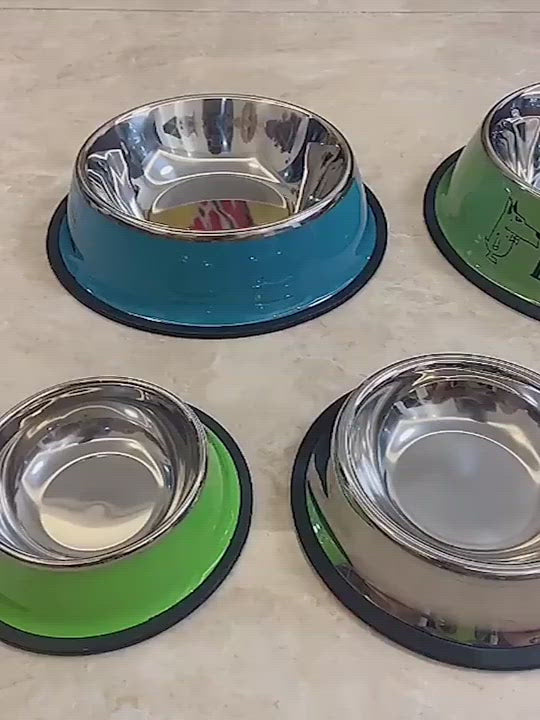PAWS ASIA Suppliers Dropshipping Stainless Steel Non Slip Multi Color Print Pet Feeder Dog Bowl Cat