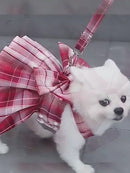 PAWS ASIA Manufacturers High Quality Luxury Cute Plaid Dog Harness Set Pet Skirt Vest For Small Dog